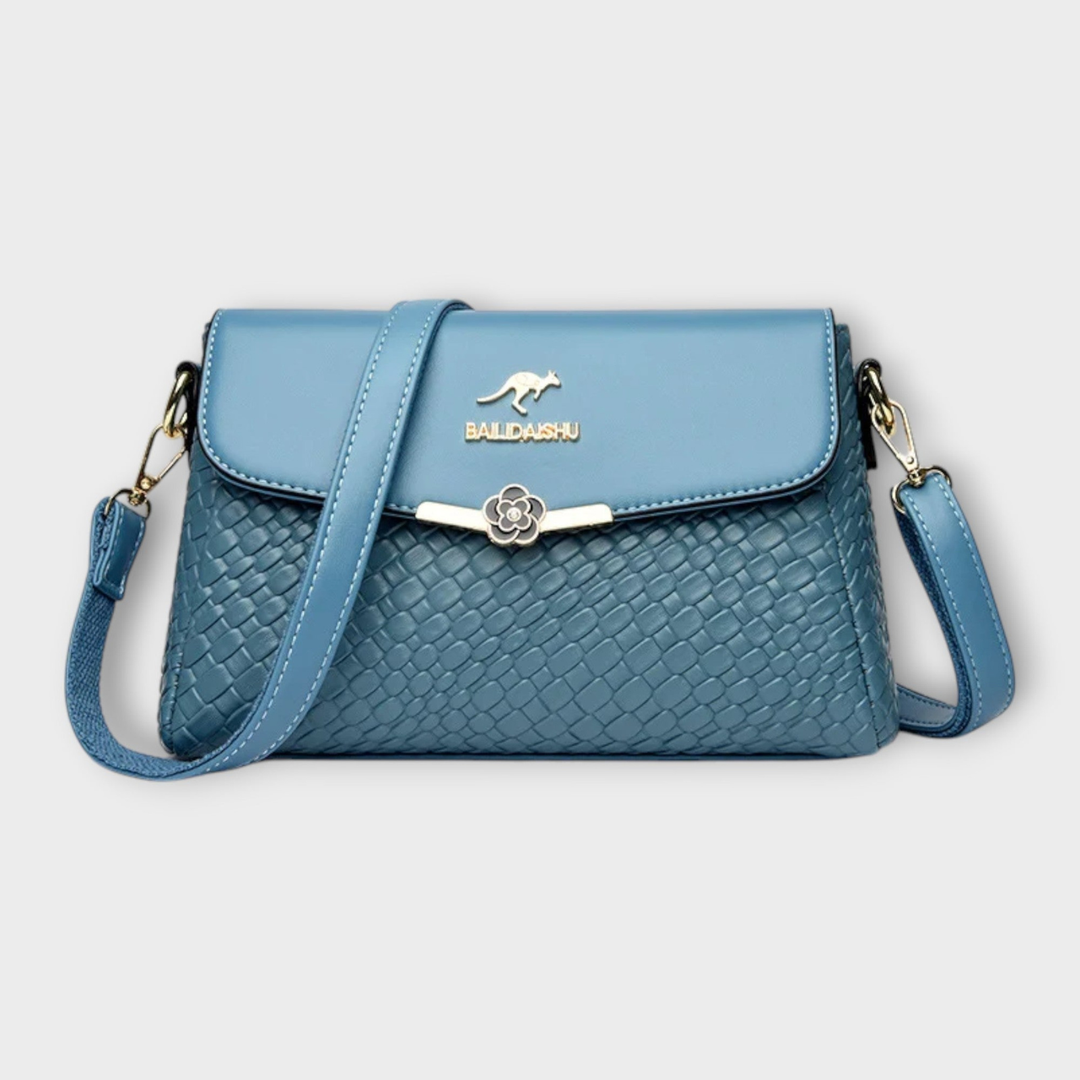 Camille | Women's Leather Woven Flap Crossbody Bag