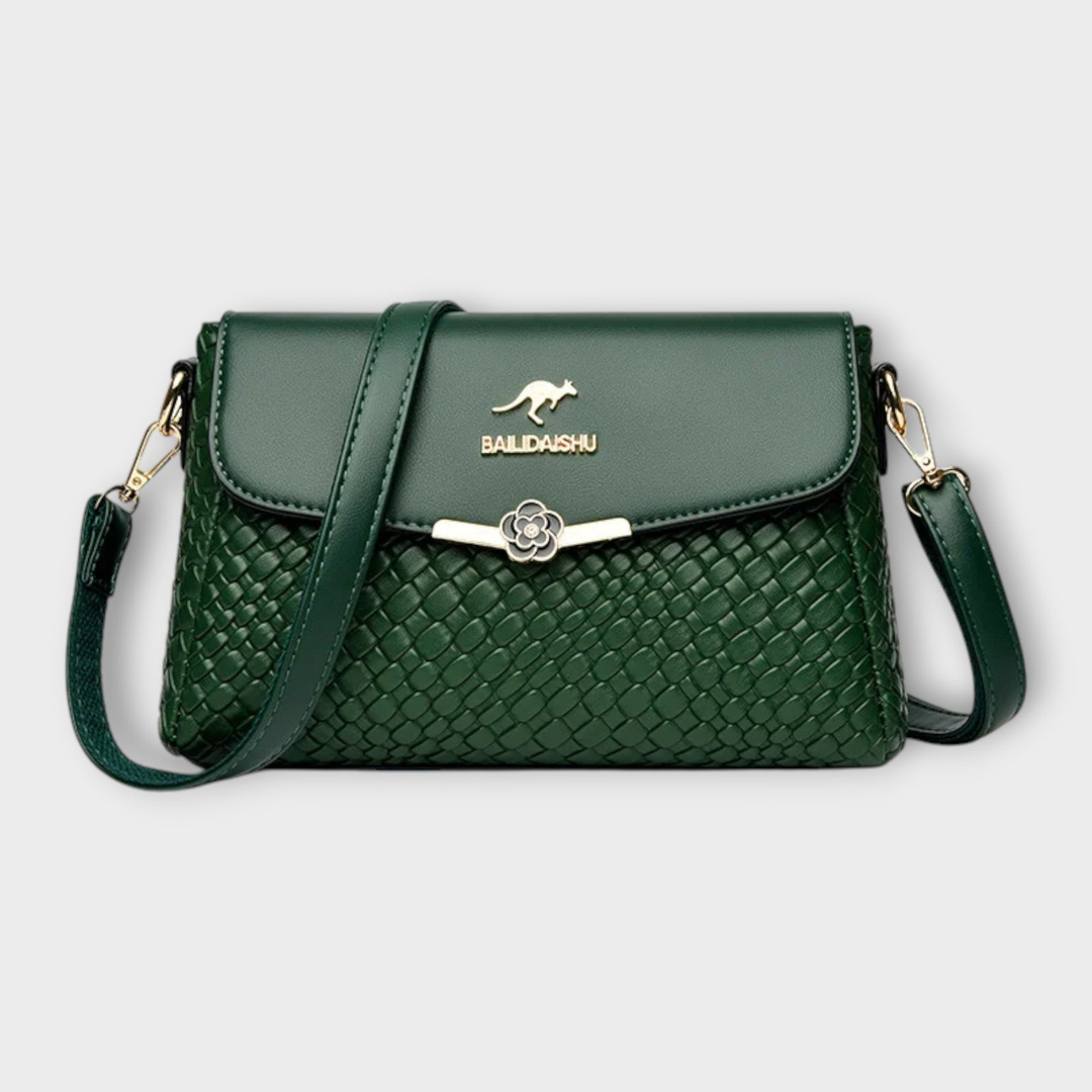 Camille | Women's Leather Woven Flap Crossbody Bag