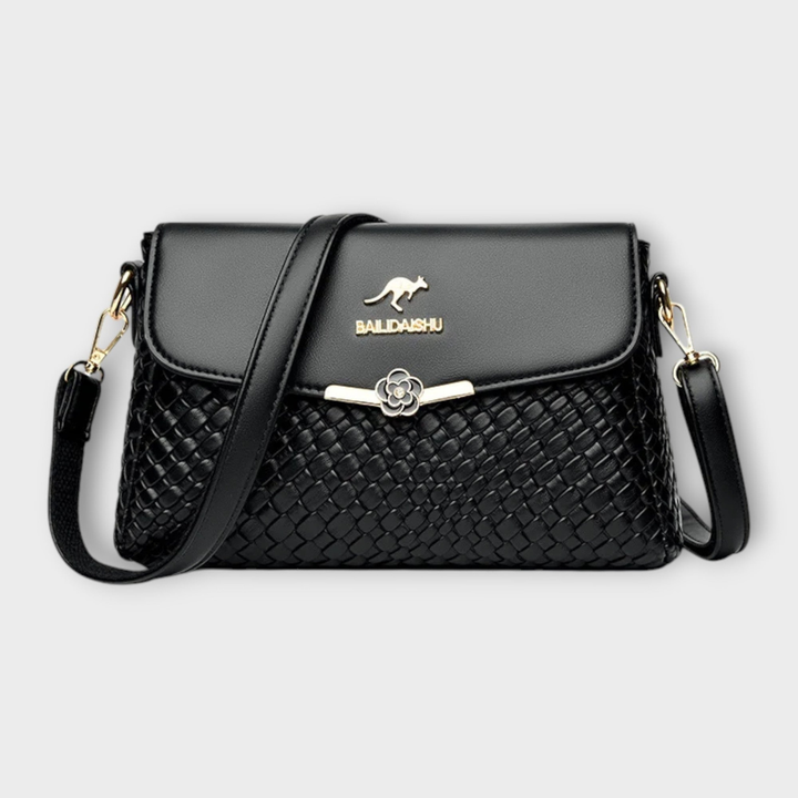 Camille | Women's Leather Woven Flap Crossbody Bag