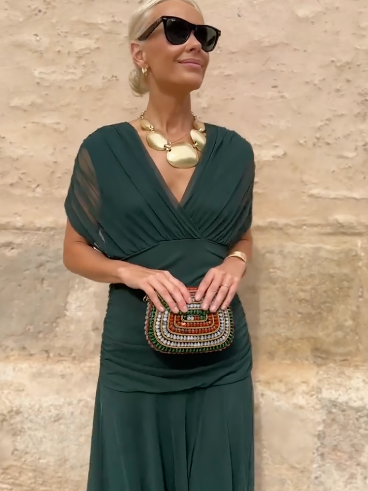 Céleste | Women's Chiffon Wrap V-Neck Maxi Dress Elegant