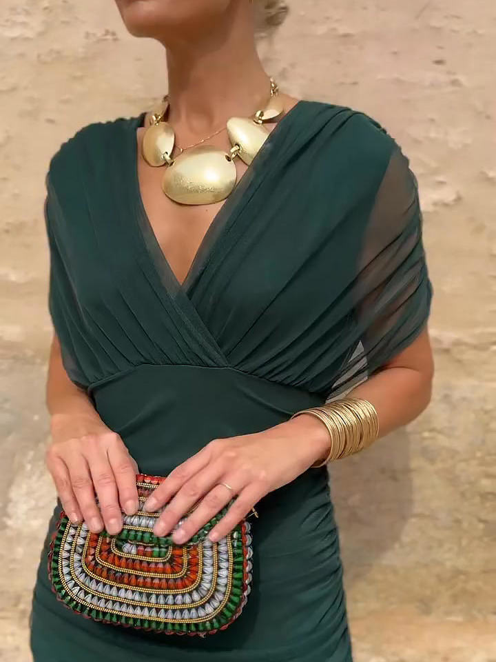 Céleste | Women's Chiffon Wrap V-Neck Maxi Dress Elegant