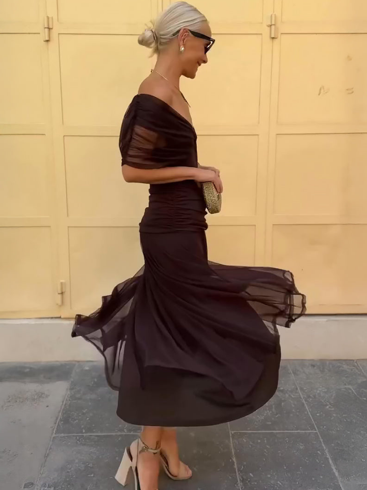 Céleste | Women's Chiffon Wrap V-Neck Maxi Dress Elegant