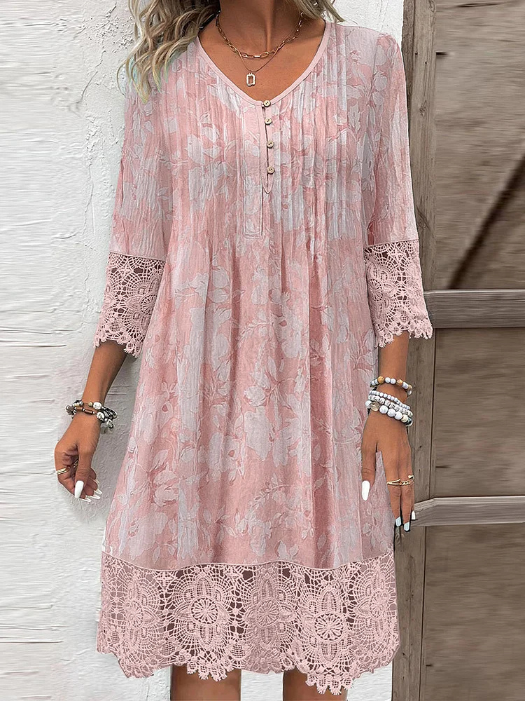Celeste | Women's Cotton Lace-Trim Embroidered Midi Dress