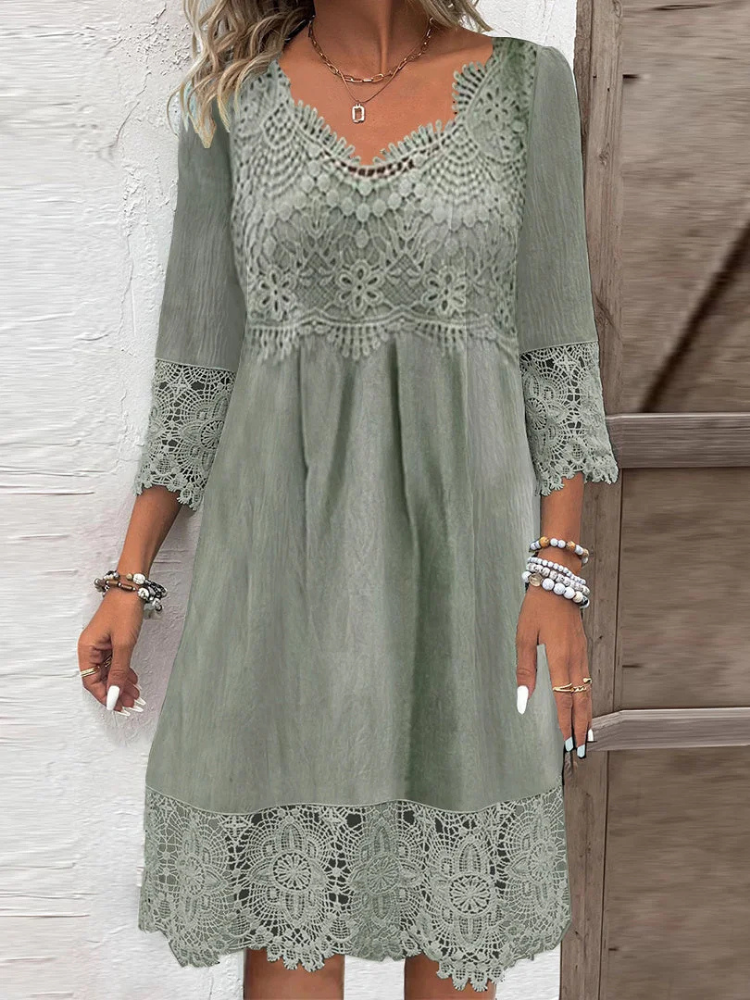 Celeste | Women's Cotton Lace-Trim Embroidered Midi Dress