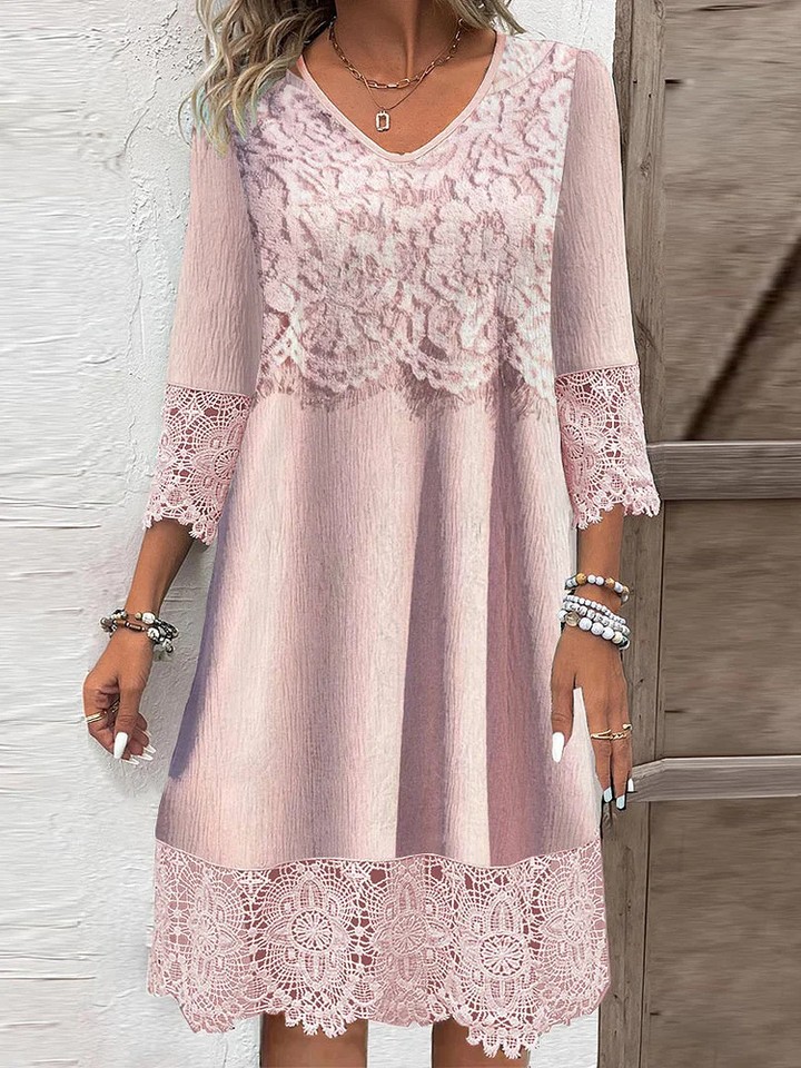 Celeste | Women's Cotton Lace-Trim Embroidered Midi Dress