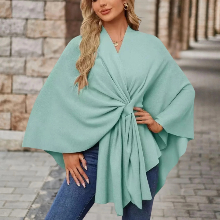 Celeste | Women's Lightweight Twist-Front V-Neck Cape Poncho