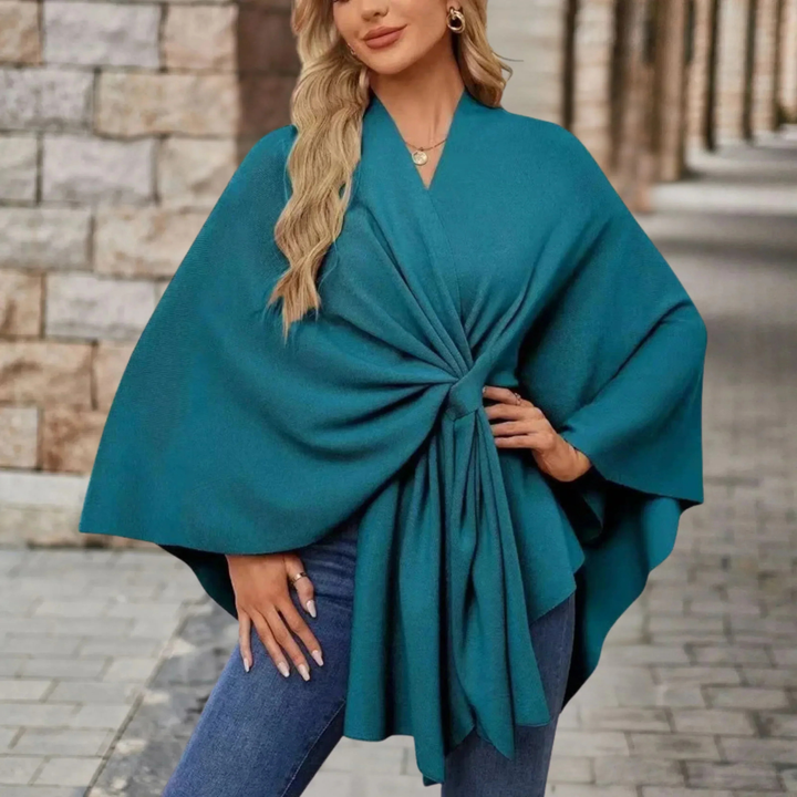 Celeste | Women's Lightweight Twist-Front V-Neck Cape Poncho