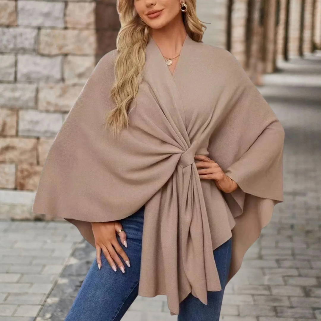 Celeste | Women's Lightweight Twist-Front V-Neck Cape Poncho