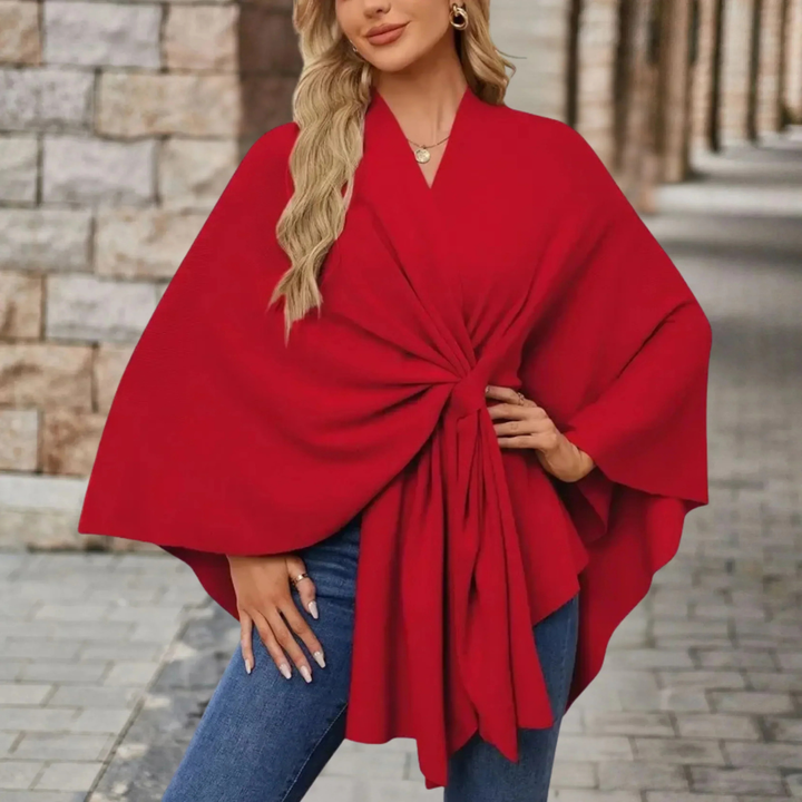 Celeste | Women's Lightweight Twist-Front V-Neck Cape Poncho