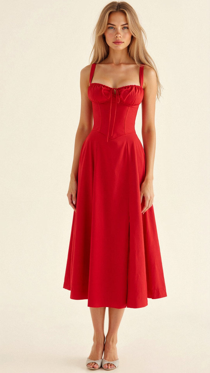 Vespera's Floral Grace | Midi Dress