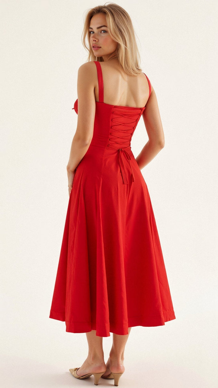 Vespera's Floral Grace | Midi Dress