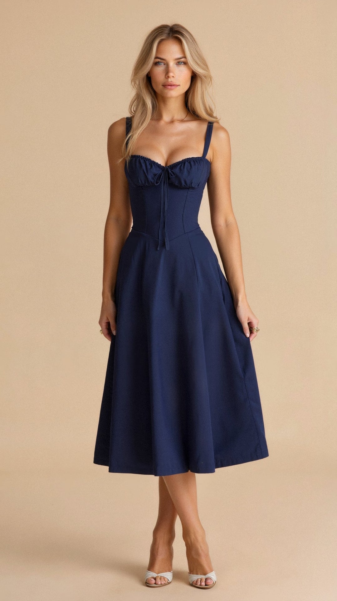 Vespera's Floral Grace | Midi Dress