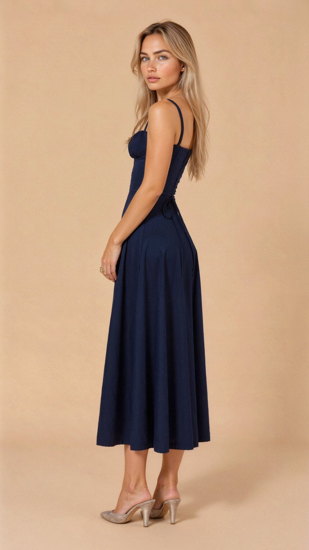 Vespera's Floral Grace | Midi Dress