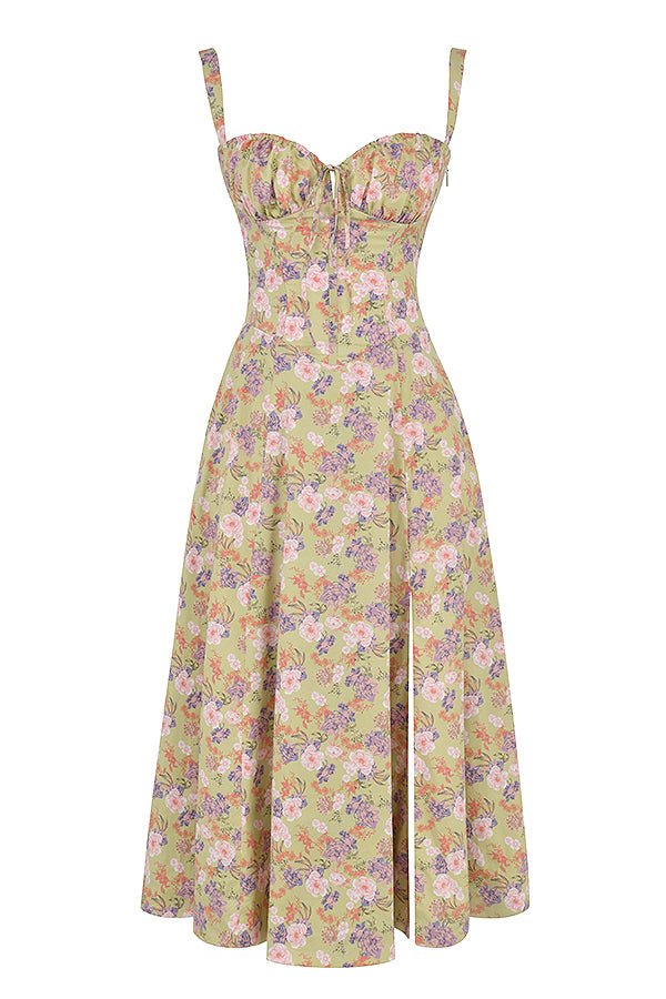 Vespera's Floral Grace | Midi Dress