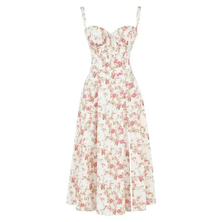 Vespera's Floral Grace | Midi Dress