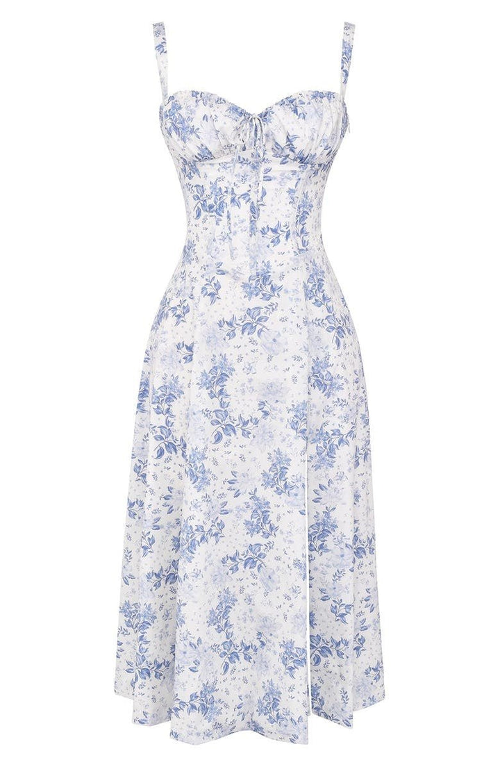 Vespera's Floral Grace | Midi Dress