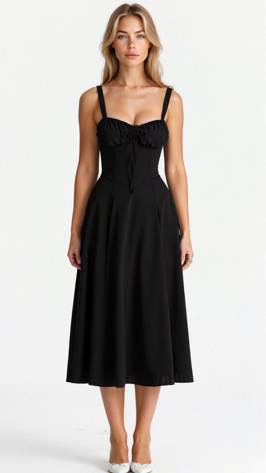Vespera's Floral Grace | Midi Dress
