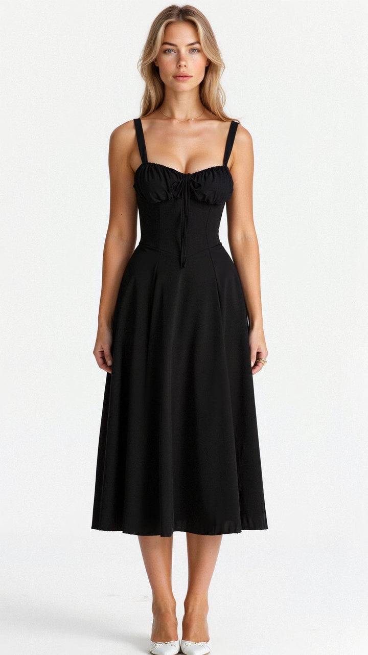 Vespera's Floral Grace | Midi Dress