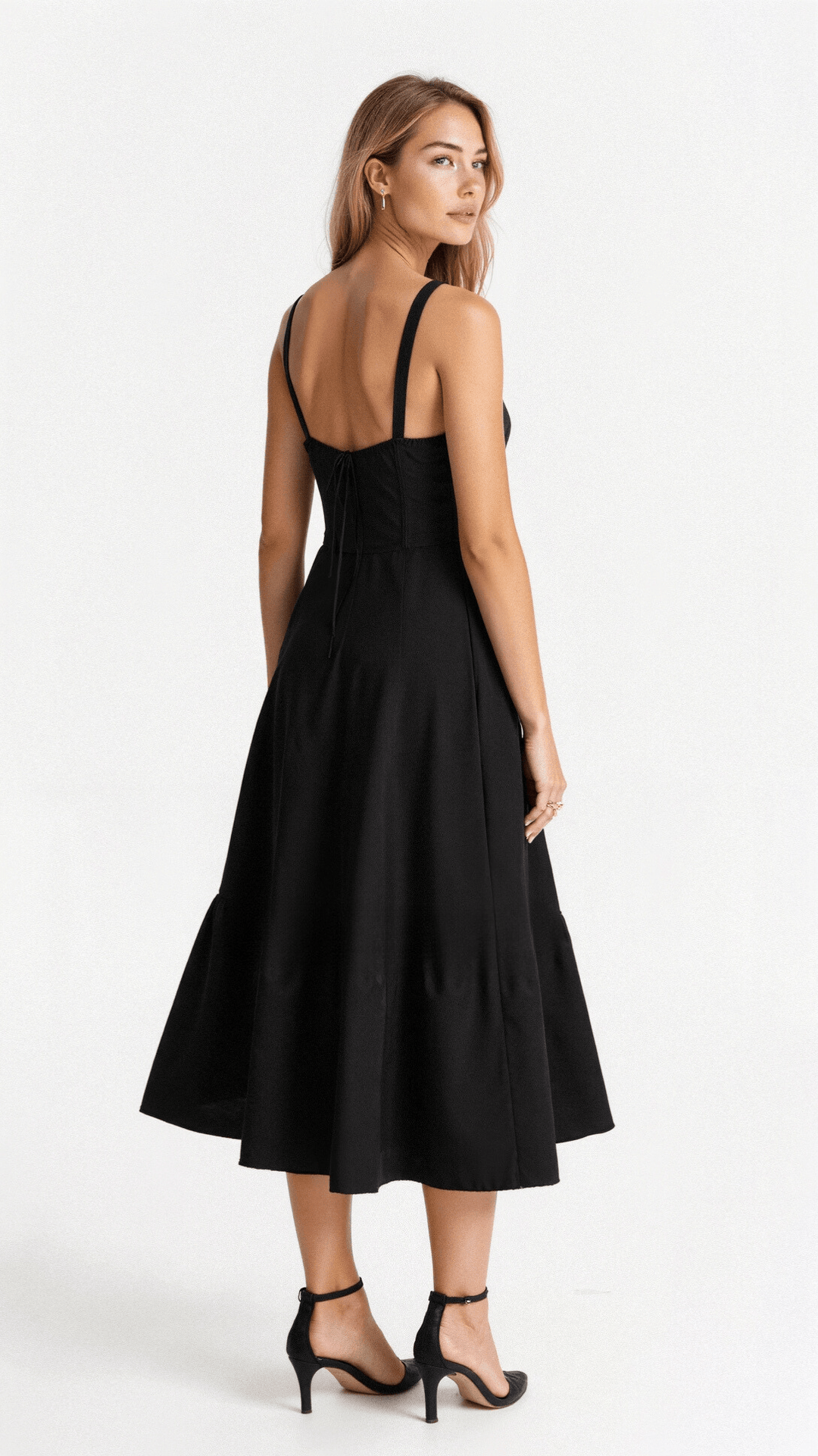 Vespera's Floral Grace | Midi Dress