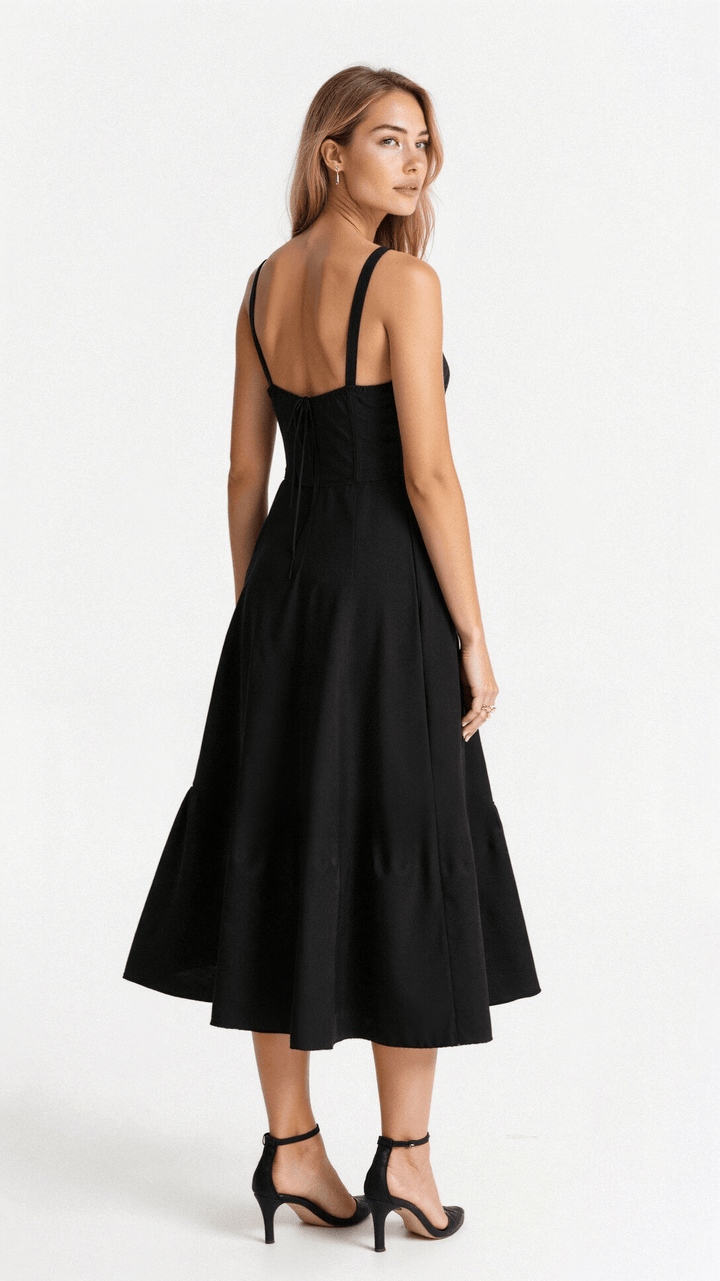 Vespera's Floral Grace | Midi Dress