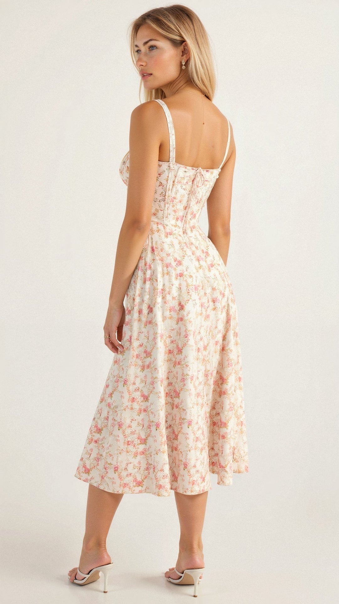 Vespera's Floral Grace | Midi Dress