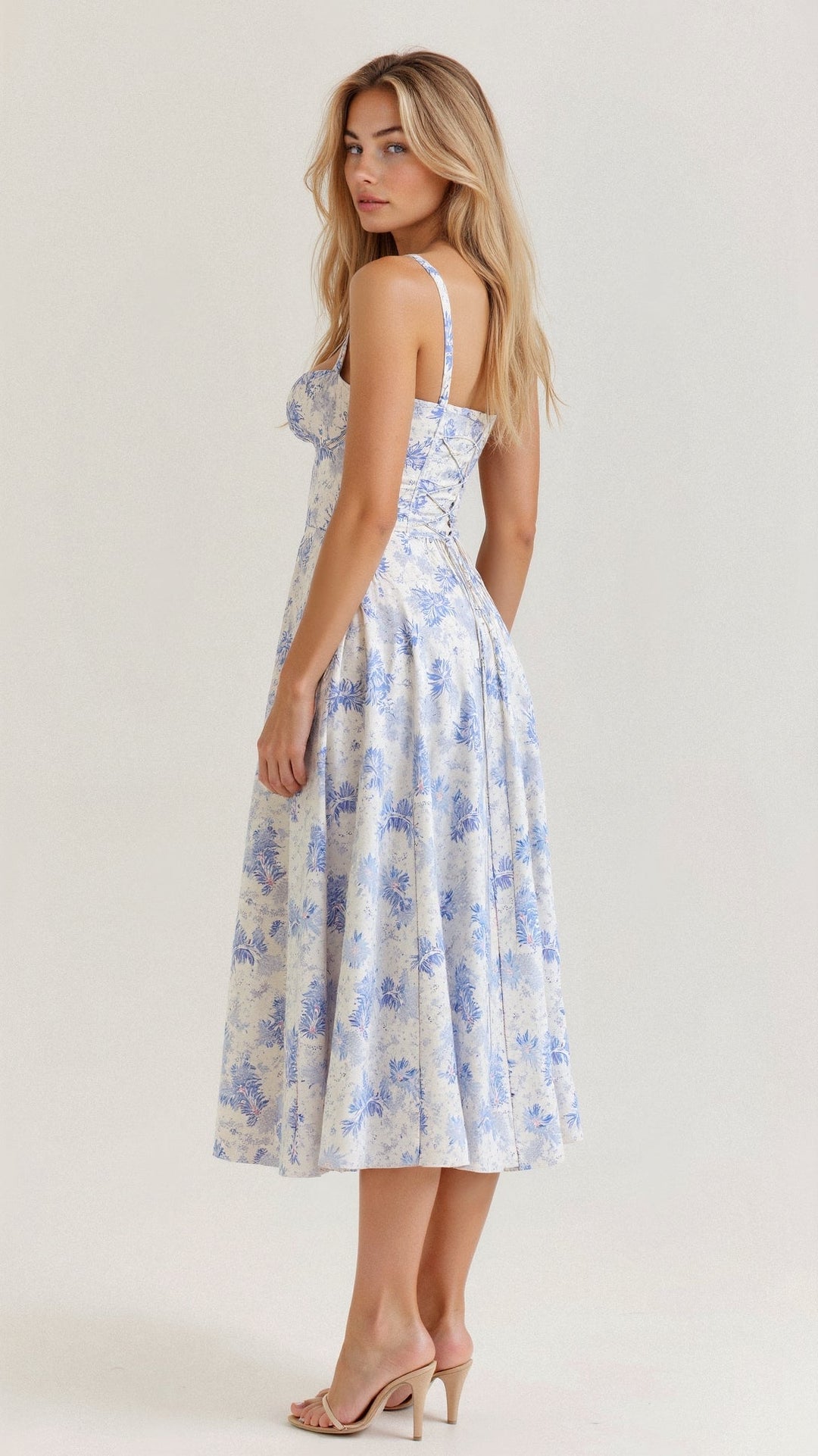 Vespera's Floral Grace | Midi Dress