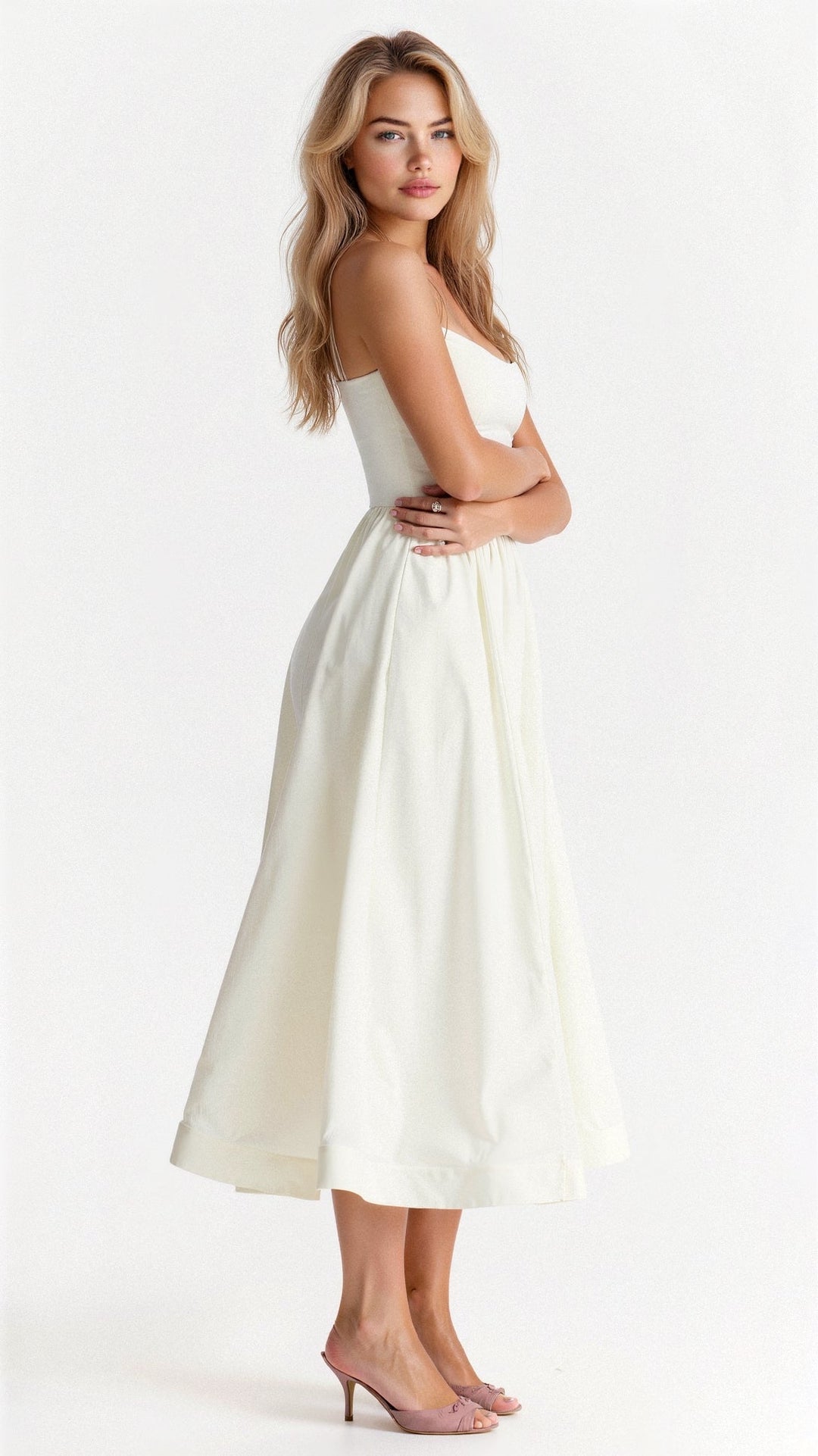 Sophia's Effortless Elegance | Strapless Midi Dress