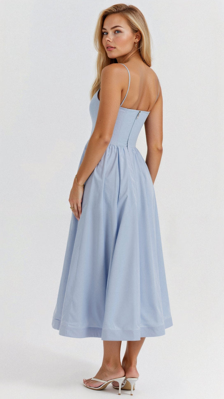 Sophia's Effortless Elegance | Strapless Midi Dress
