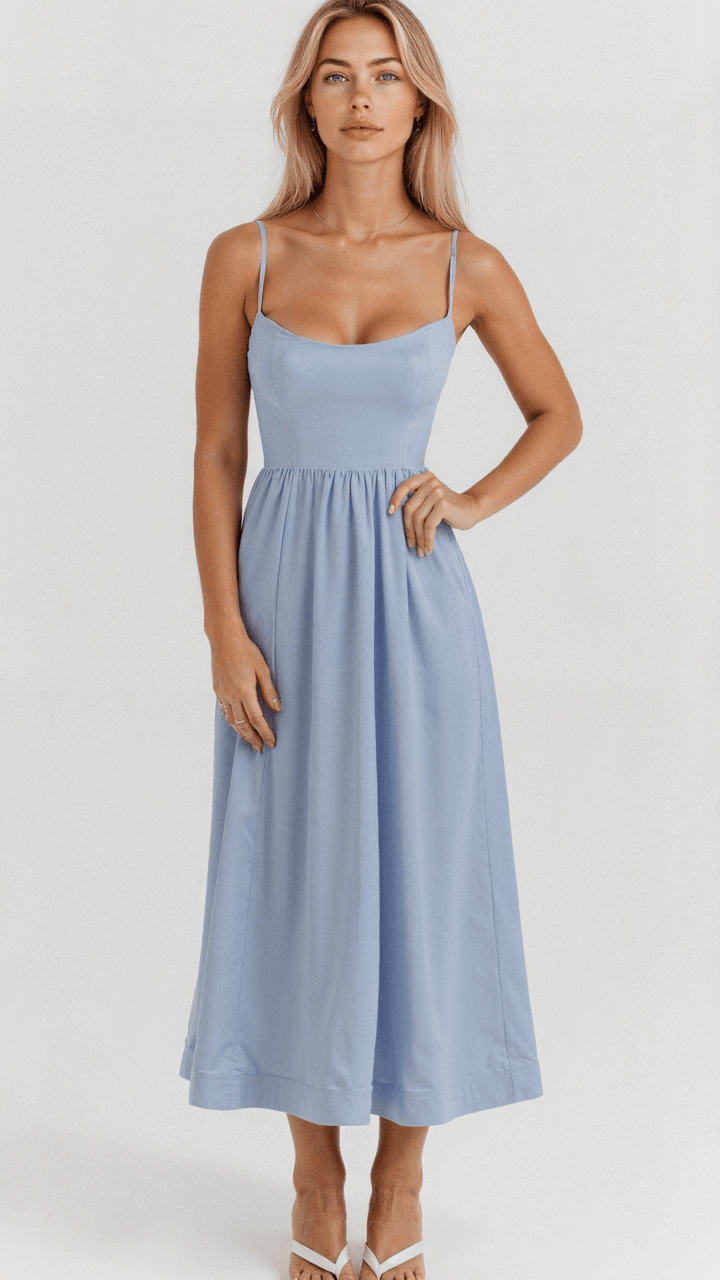 Sophia's Effortless Elegance | Strapless Midi Dress