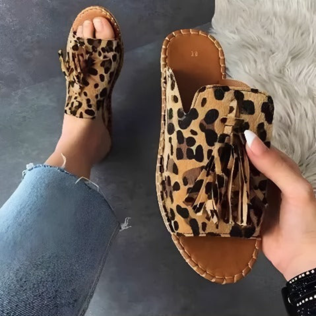 Cleo | Women's Canvas Tassel Espadrille Slide Sandals