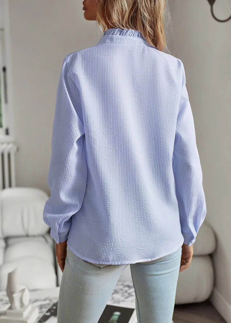 Colette | Women's Cotton Ruffle-Front Button-Down Blouse