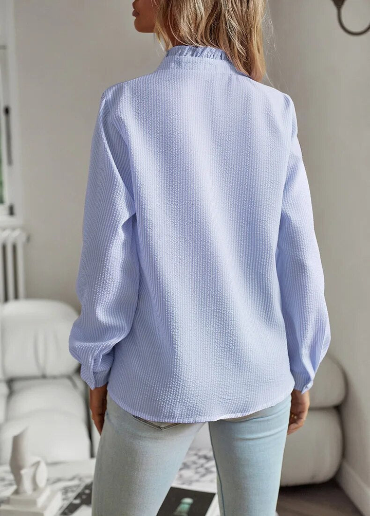 Colette | Women's Cotton Ruffle-Front Button-Down Blouse