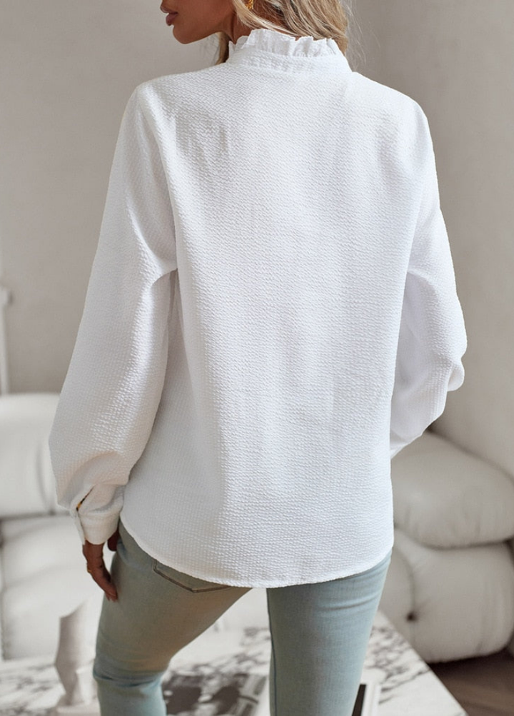 Colette | Women's Cotton Ruffle-Front Button-Down Blouse