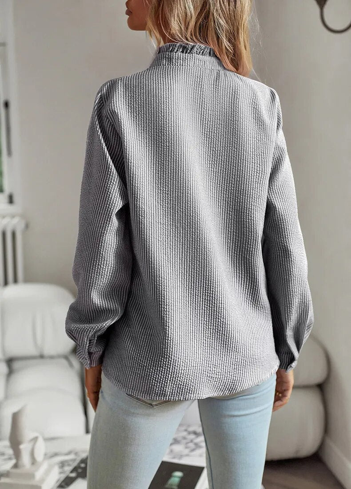 Colette | Women's Cotton Ruffle-Front Button-Down Blouse