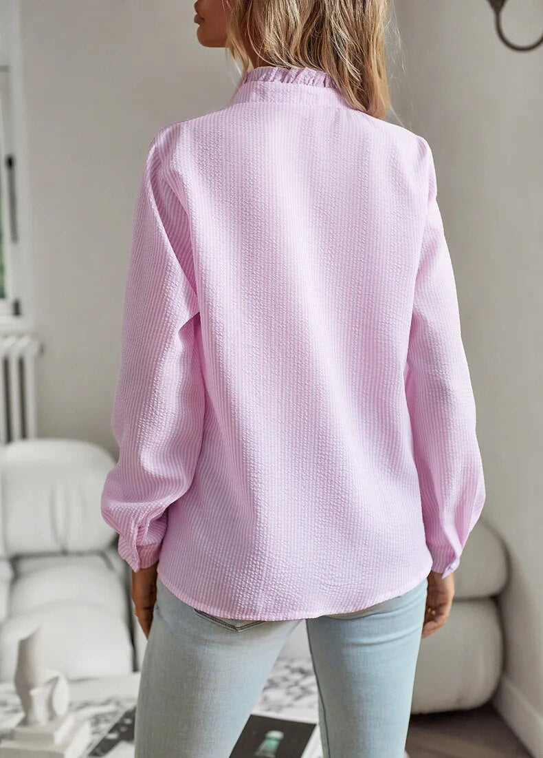 Colette | Women's Cotton Ruffle-Front Button-Down Blouse