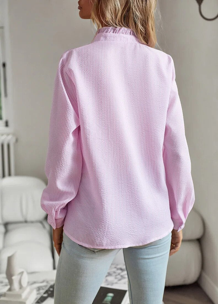 Colette | Women's Cotton Ruffle-Front Button-Down Blouse