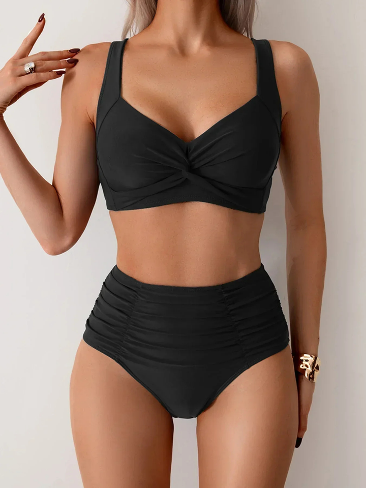 Cove | Women's Stretch High-Waist Twist-Front Bikini Set