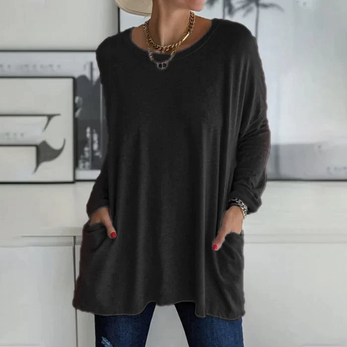 Darcy | Women's Cotton Oversized Long Sleeve Pocket Tunic Top