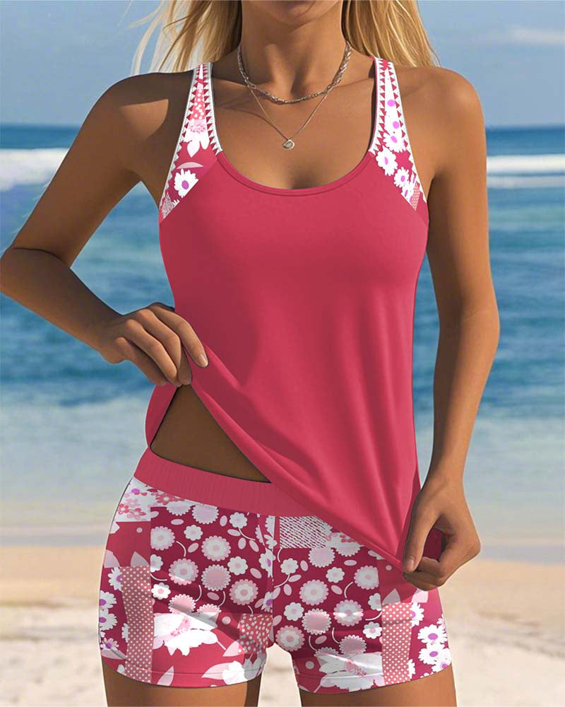 Darcy | Women's Quick-Dry Floral Print Tankini Shorts Set
