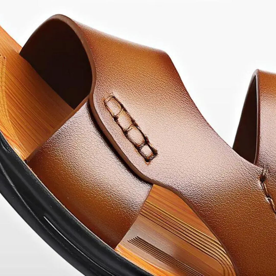 Declan | Men's Leather Open Toe Adjustable Sandals