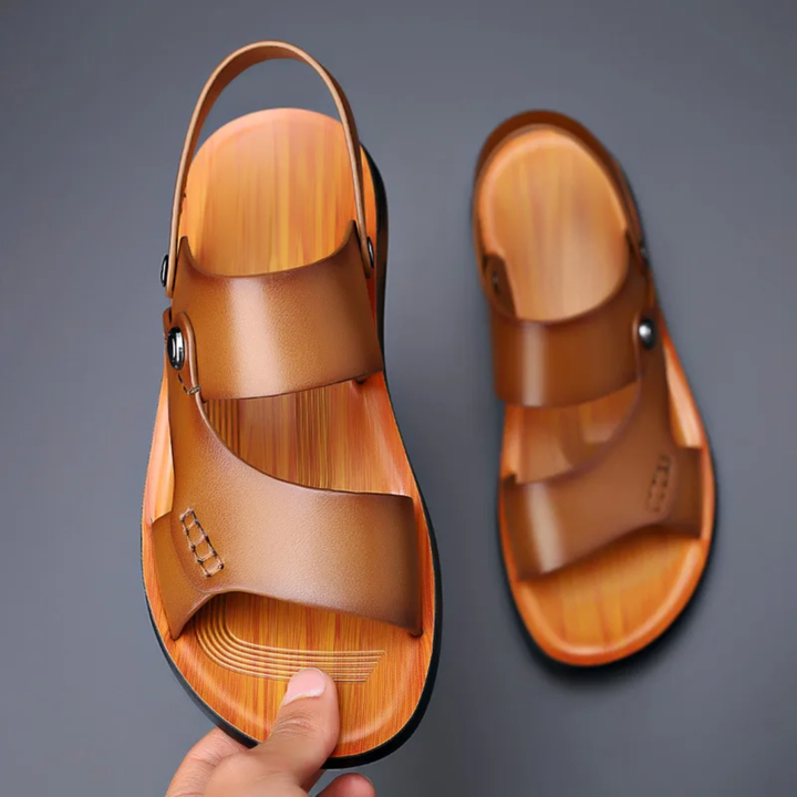 Declan | Men's Leather Open Toe Adjustable Sandals