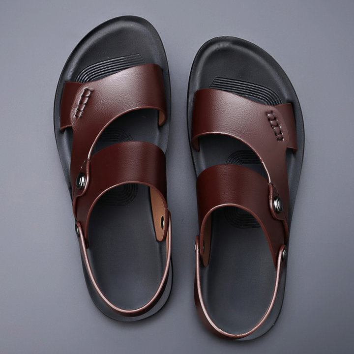 Declan | Men's Leather Open Toe Adjustable Sandals