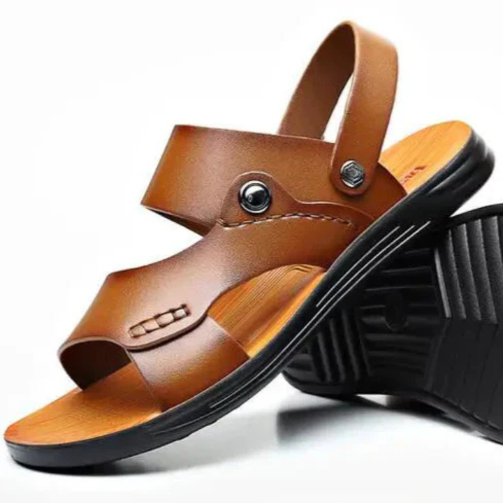 Declan | Men's Leather Open Toe Adjustable Sandals