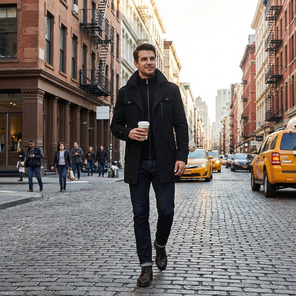 Derrick | Men's Single Breasted Pea Coat