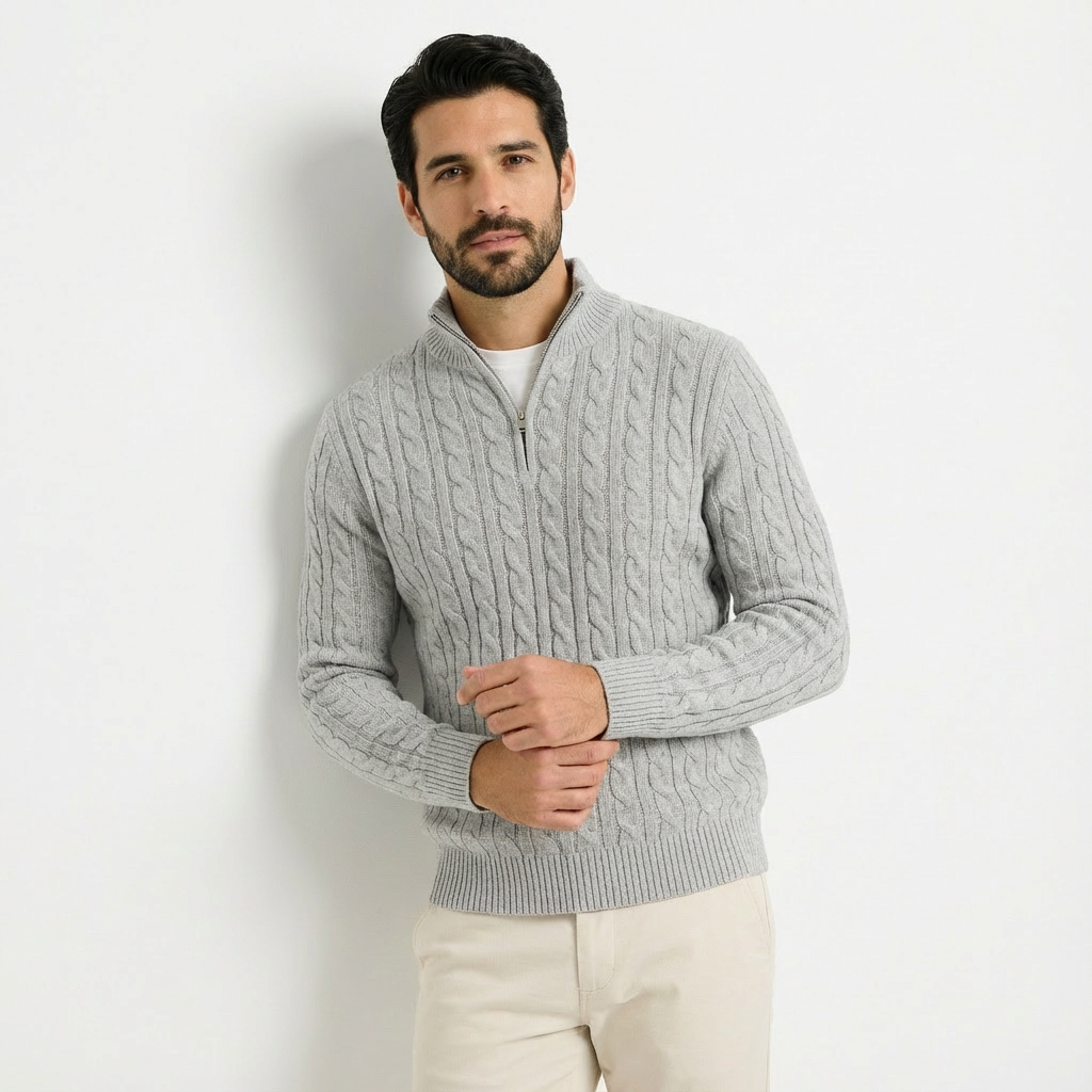 Doris | Men's Quarter-Zip Cable Knit Sweater