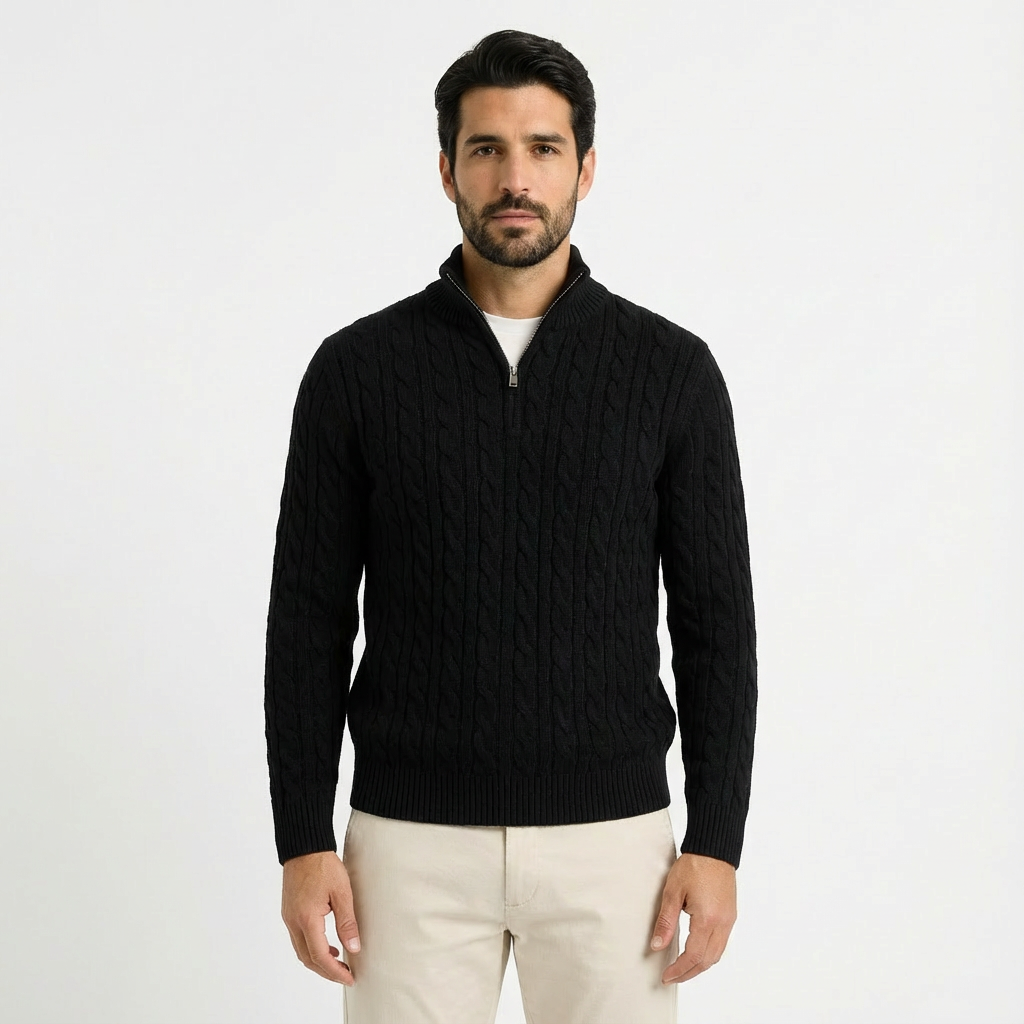 Doris | Men's Quarter-Zip Cable Knit Sweater
