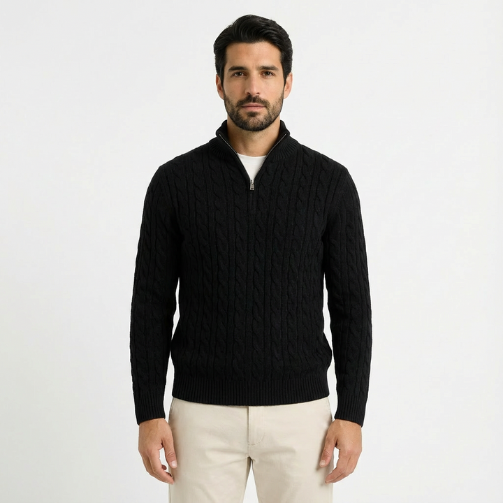 Doris | Men's Quarter-Zip Cable Knit Sweater