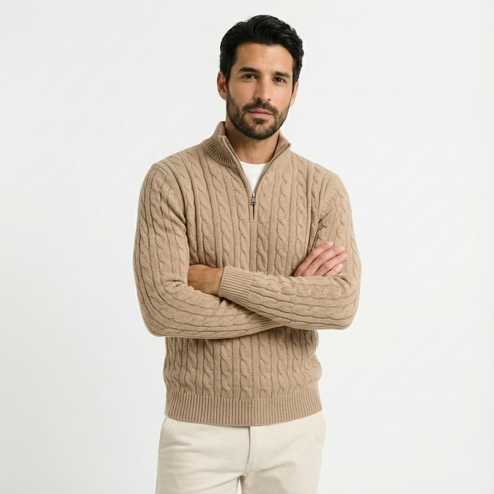 Doris | Men's Quarter-Zip Cable Knit Sweater