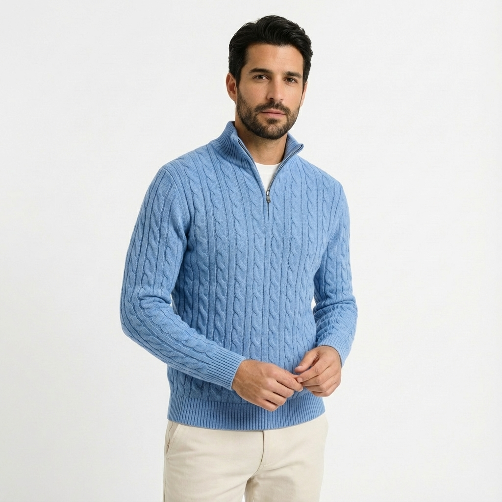 Doris | Men's Quarter-Zip Cable Knit Sweater