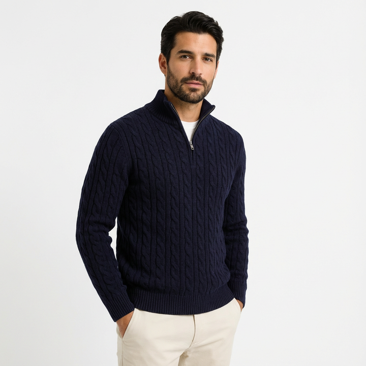 Doris | Men's Quarter-Zip Cable Knit Sweater